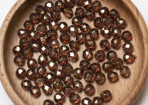 Бусины полированные круглые 6мм 25г (90 штук) 00030/15695 аметист прозрачный, бронзовое сияние